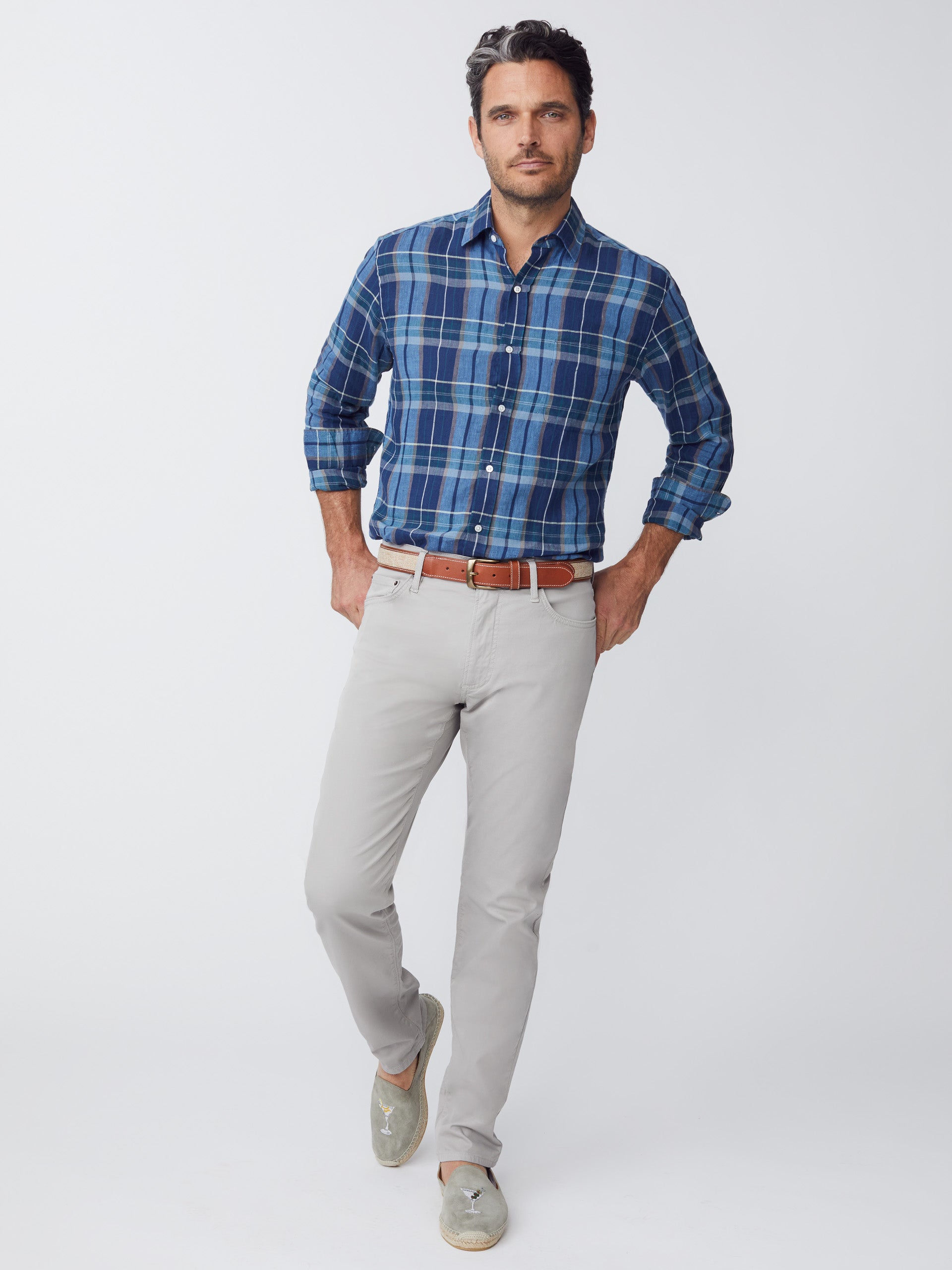 Gramercy Classic Fit Linen Shirt in Plaid-New Feature DemoNew Feature Demo