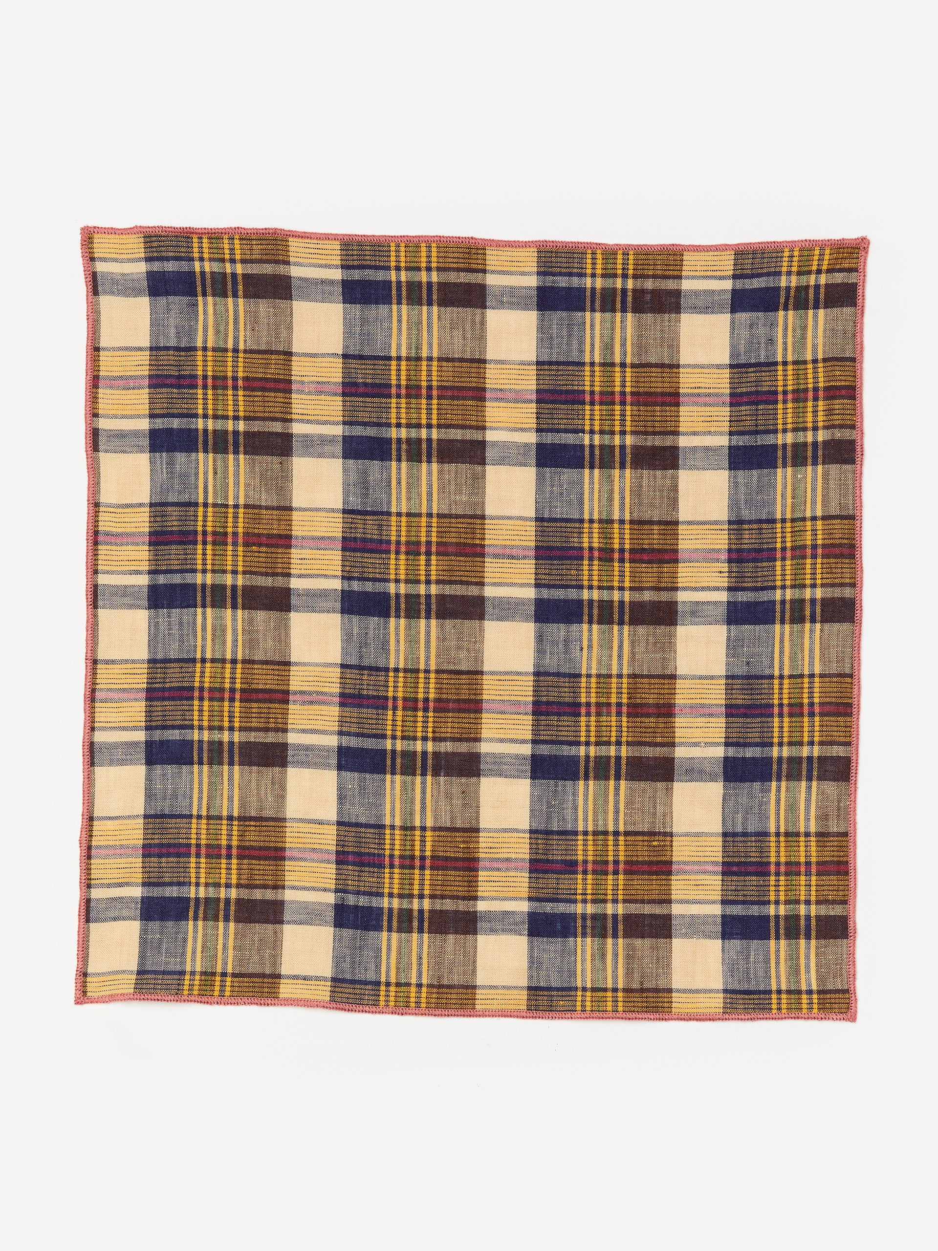 Linen Pocket Square in Plaid-New Feature DemoNew Feature Demo