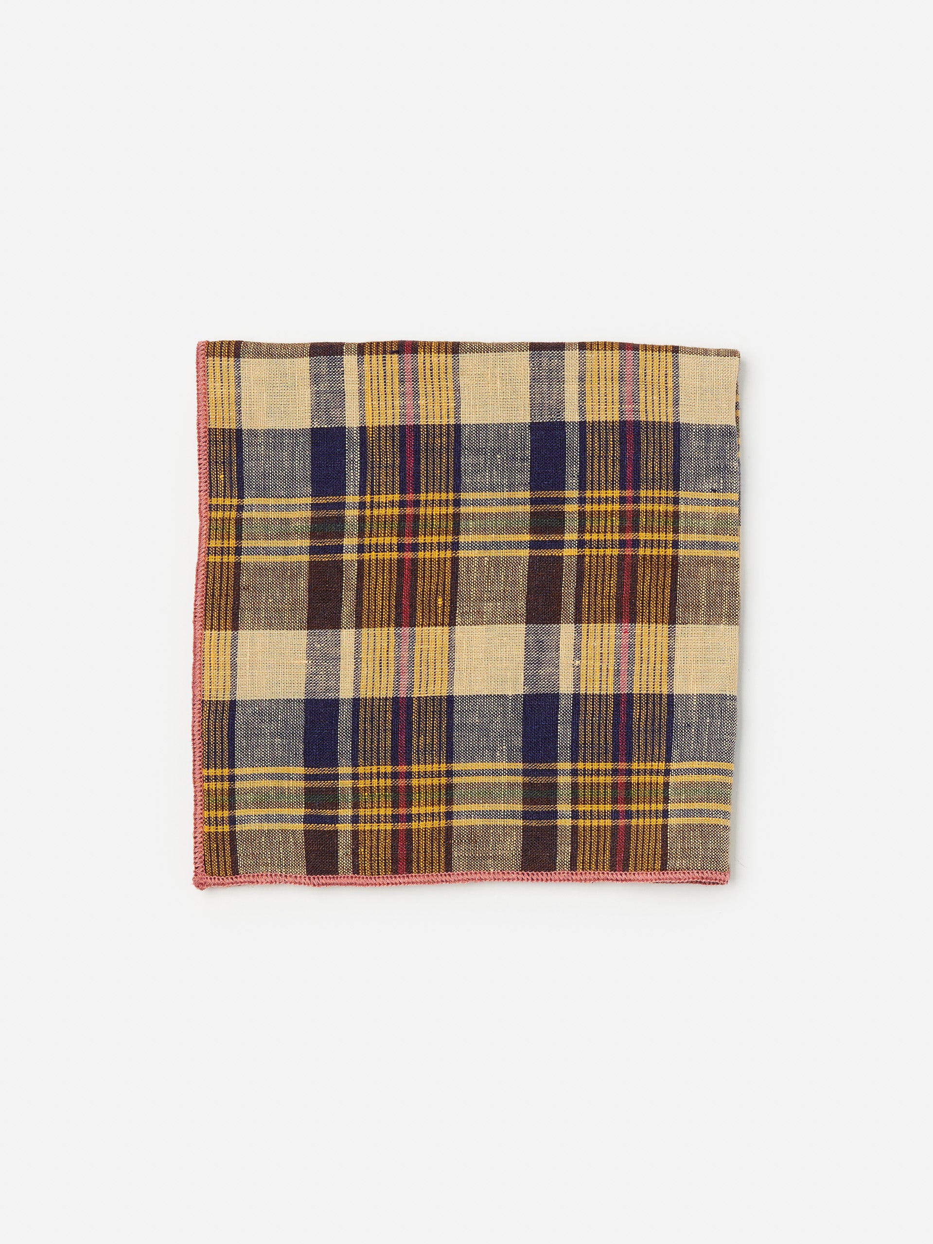 Linen Pocket Square in Plaid-New Feature DemoNew Feature Demo