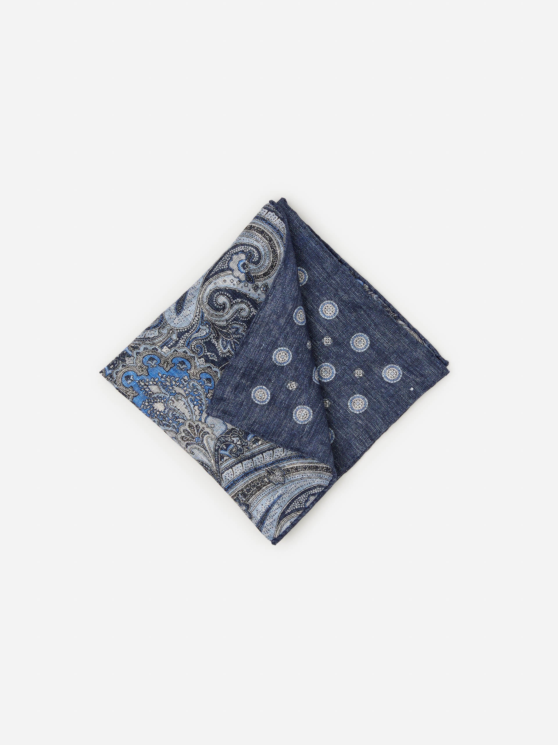 Linen Pocket Square in Reverse Paisley-New Feature DemoNew Feature Demo