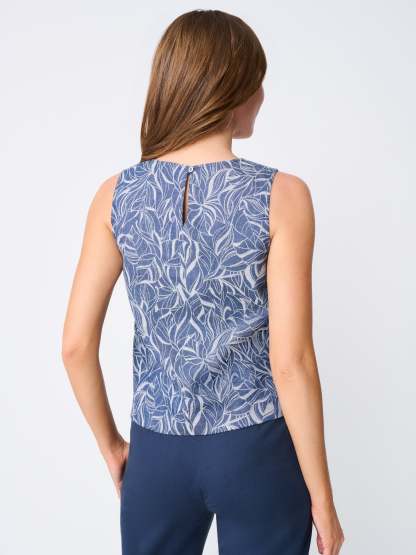 Sylvie Sleeveless Top in Leaf Lover Jacquard-New Feature DemoNew Feature Demo