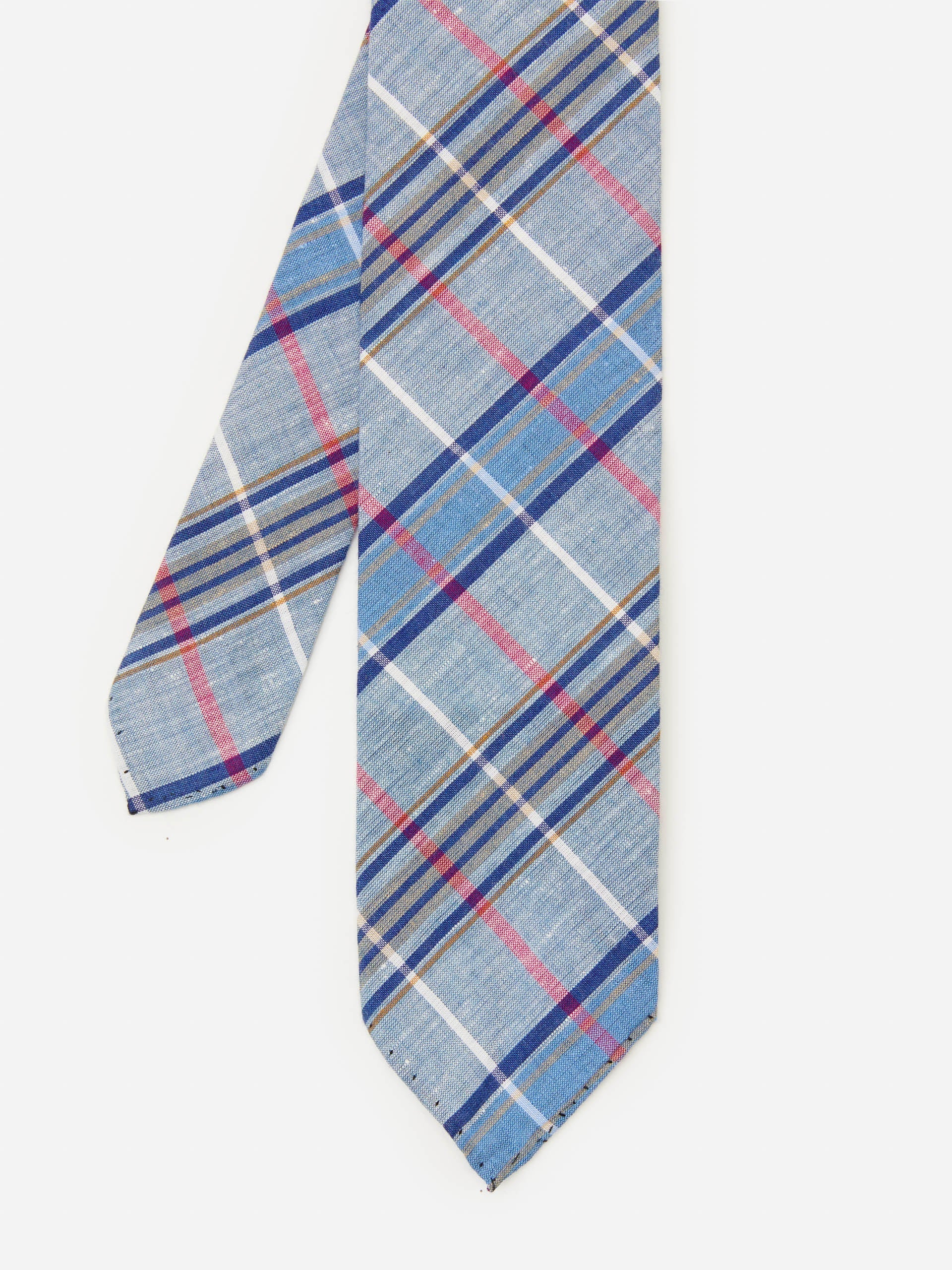 Woven Linen Cotton Tie in Plaid-New Feature DemoNew Feature Demo