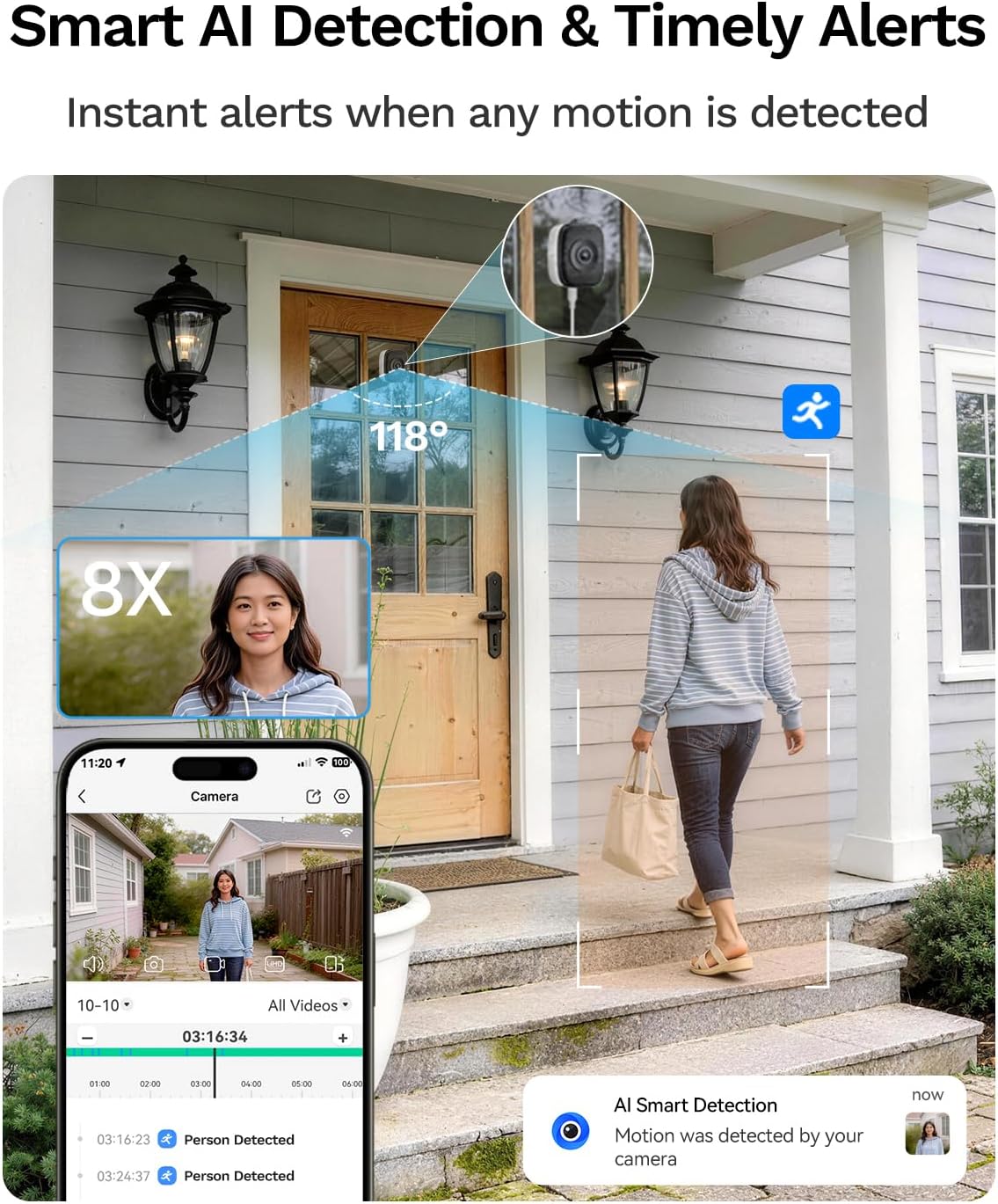 LongPlus 5MP 3K Window Camera for Home Security, WiFi6 Safeview Camera