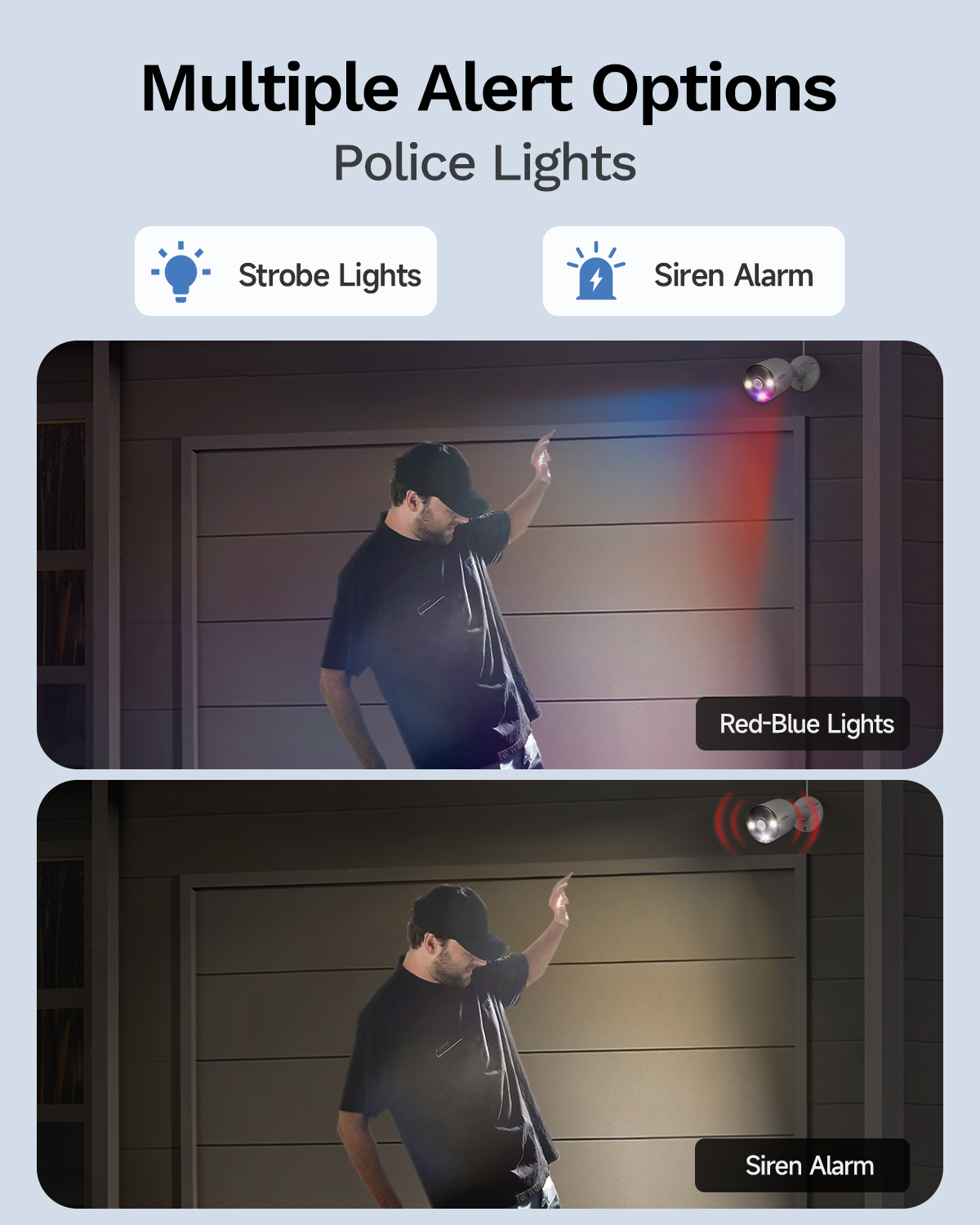 LongPlus 4K 8CH Security Camera System, 4pcs 4K PoE IP Wired Home Security Cameras Outdoor with Person Vehicle Pet Detection, Blue & Red Flash Lights, 4K 8CH NVR with 2TB HDD for 24-7 Recording