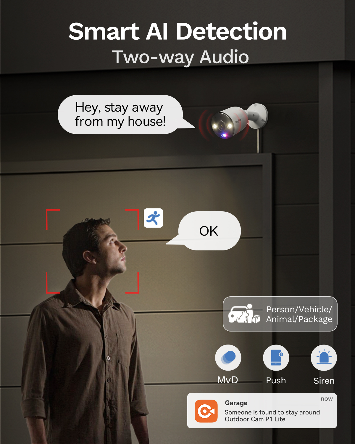 LongPlus 4K 8CH Security Camera System, 4pcs 4K PoE IP Wired Home Security Cameras Outdoor with Person Vehicle Pet Detection, Blue & Red Flash Lights, 4K 8CH NVR with 2TB HDD for 24-7 Recording