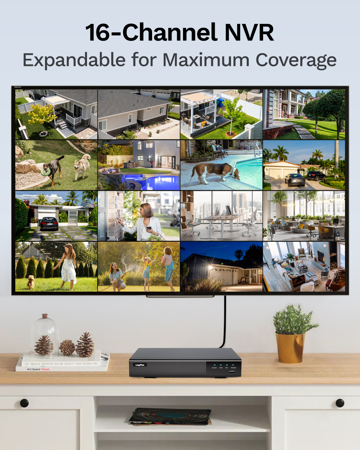 LongPlus 4K 8CH Security Camera System, 4pcs 4K PoE IP Wired Home Security Cameras Outdoor with Person Vehicle Pet Detection, Blue & Red Flash Lights, 4K 8CH NVR with 2TB HDD for 24-7 Recording