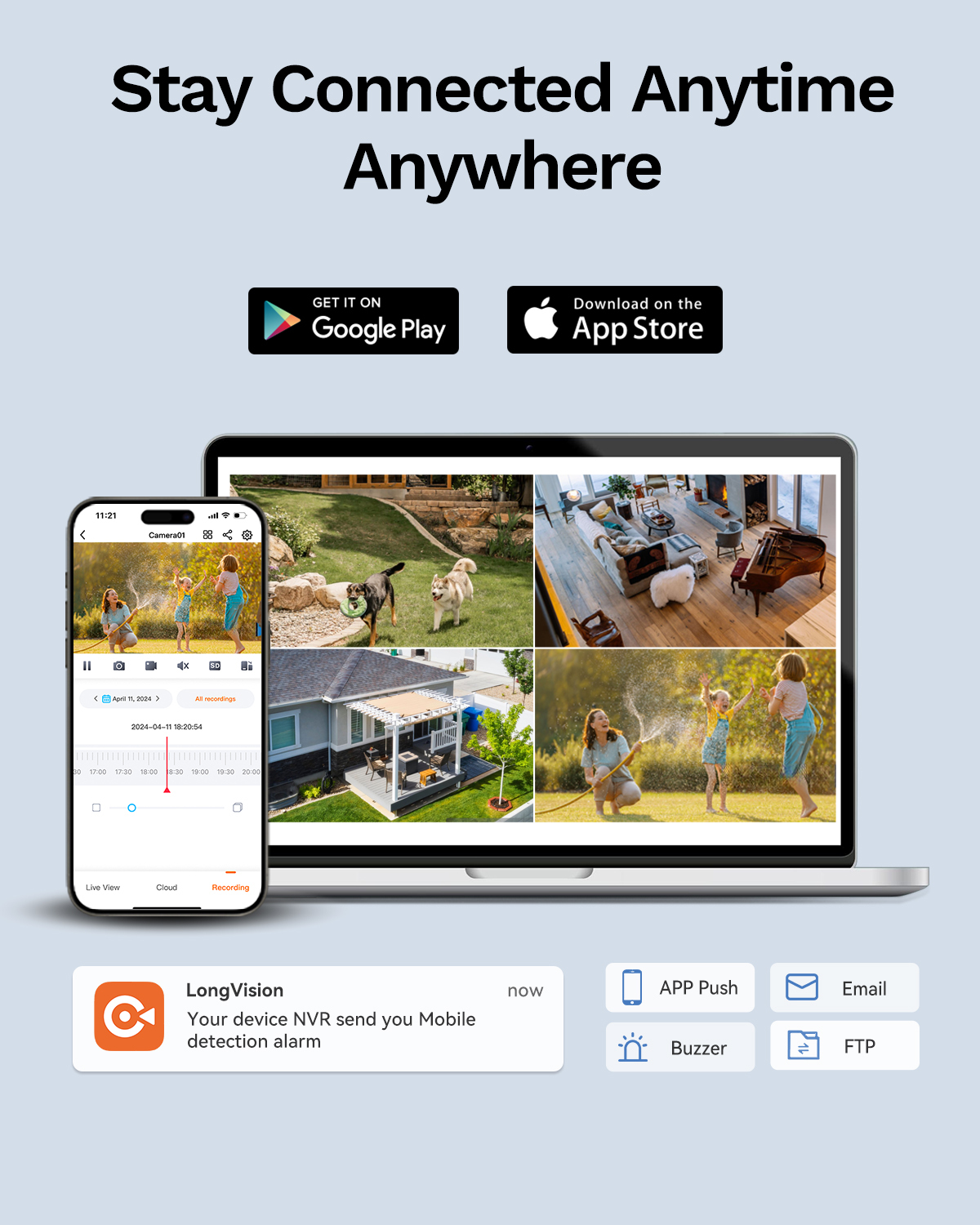 LongPlus 4K 8CH Security Camera System, 4pcs 4K PoE IP Wired Home Security Cameras Outdoor with Person Vehicle Pet Detection, Blue & Red Flash Lights, 4K 8CH NVR with 2TB HDD for 24-7 Recording