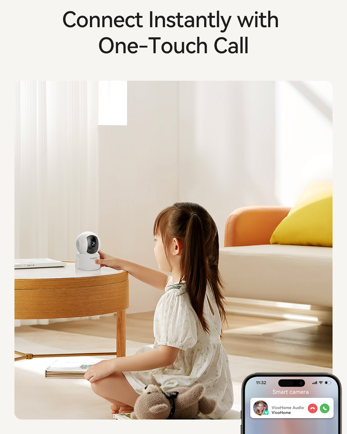 LongPlus® X11 Indoor Security Camera, Pet Camera \ Baby Monitor