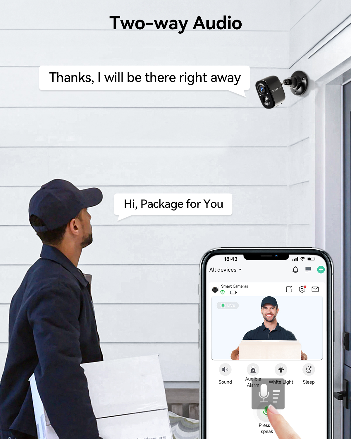 LongPlus® X83 Black Wireless Cameras for Home Security (2 Pack)