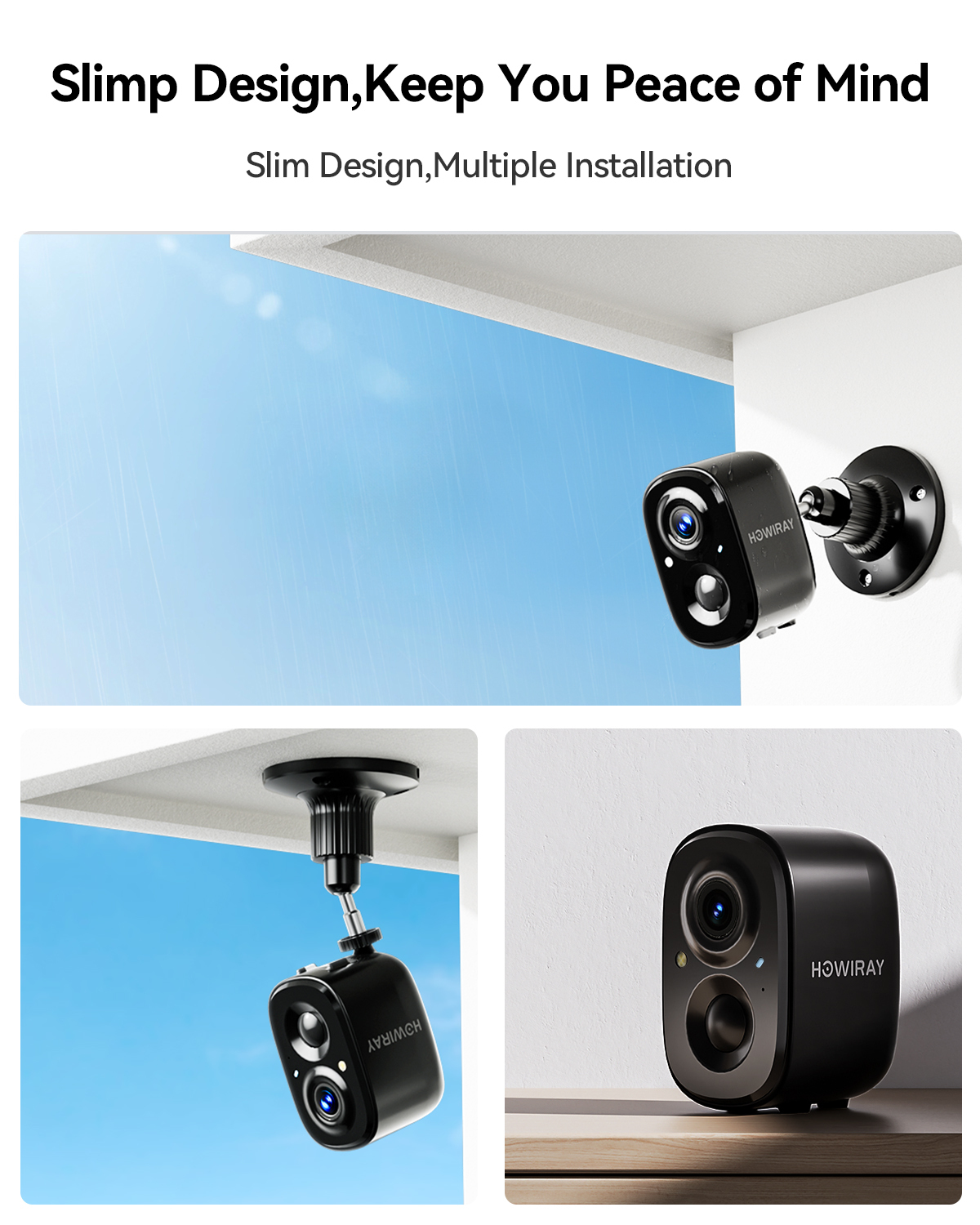 LongPlus® X83 Black Wireless Cameras for Home Security (2 Pack)