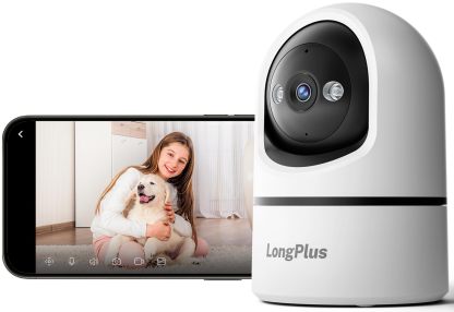 LongPlus 4K 8MP Indoor Security Camera, Pan Tilt Wi-Fi Pet Baby Monitor