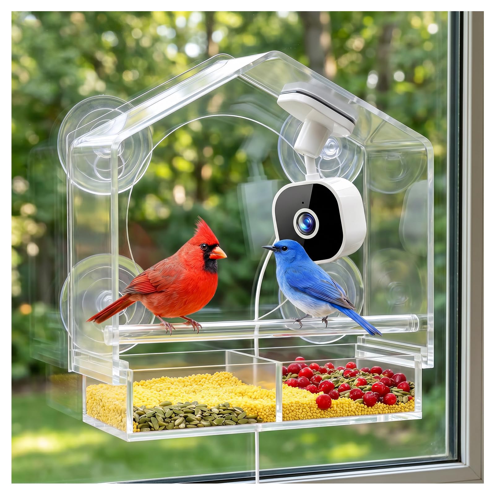 Smart Window Bird Feeder with 2K HD Auto-Capture Video Camera