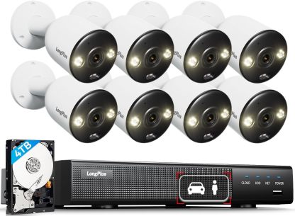 4K PoE Security Camera System, 16CH NVR Kit with 8× 8MP IP Bullet Cameras