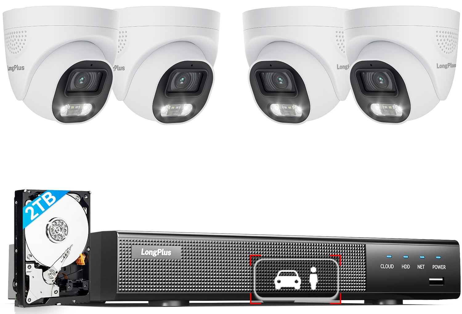 4K PoE Smart Security Camera System, 8CH NVR Kit with 4× 8MP IP Dome Camera