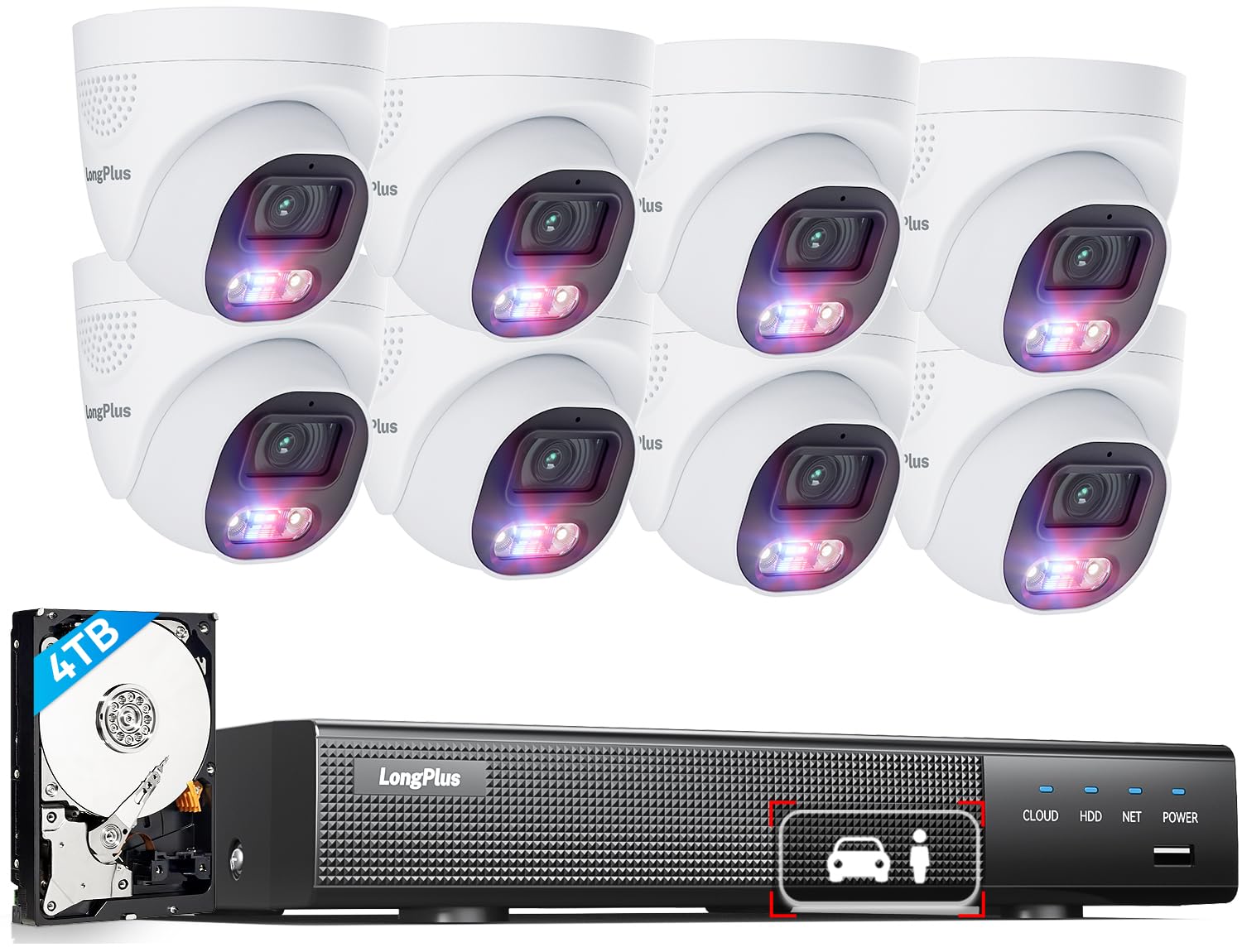 12MP Ultra HD PoE Security Camera System, 16CH NVR with 8 Pcs IP Cameras