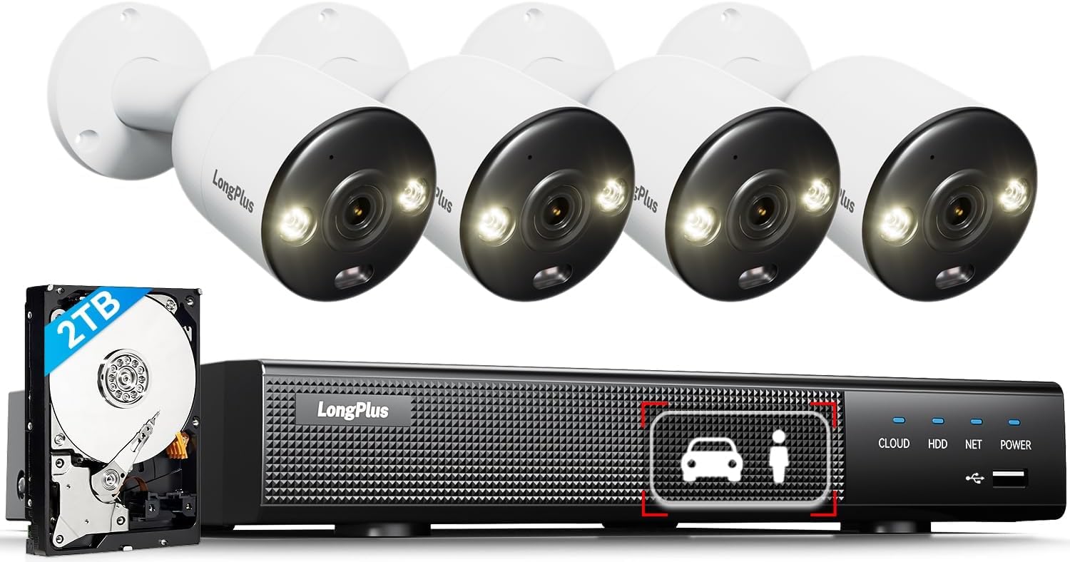 12MP Ultra HD PoE Security Camera System, 8CH NVR with 4 Pcs IP Cameras