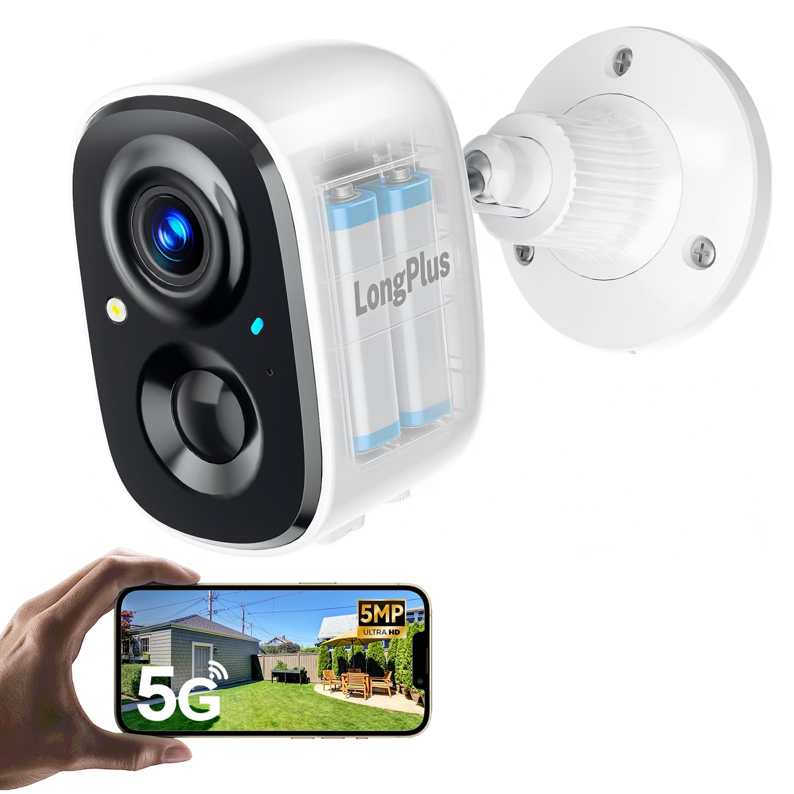 LongPlus 3K Wireless Security Camera Outdoor, WiFi6 Battery Powered Camera