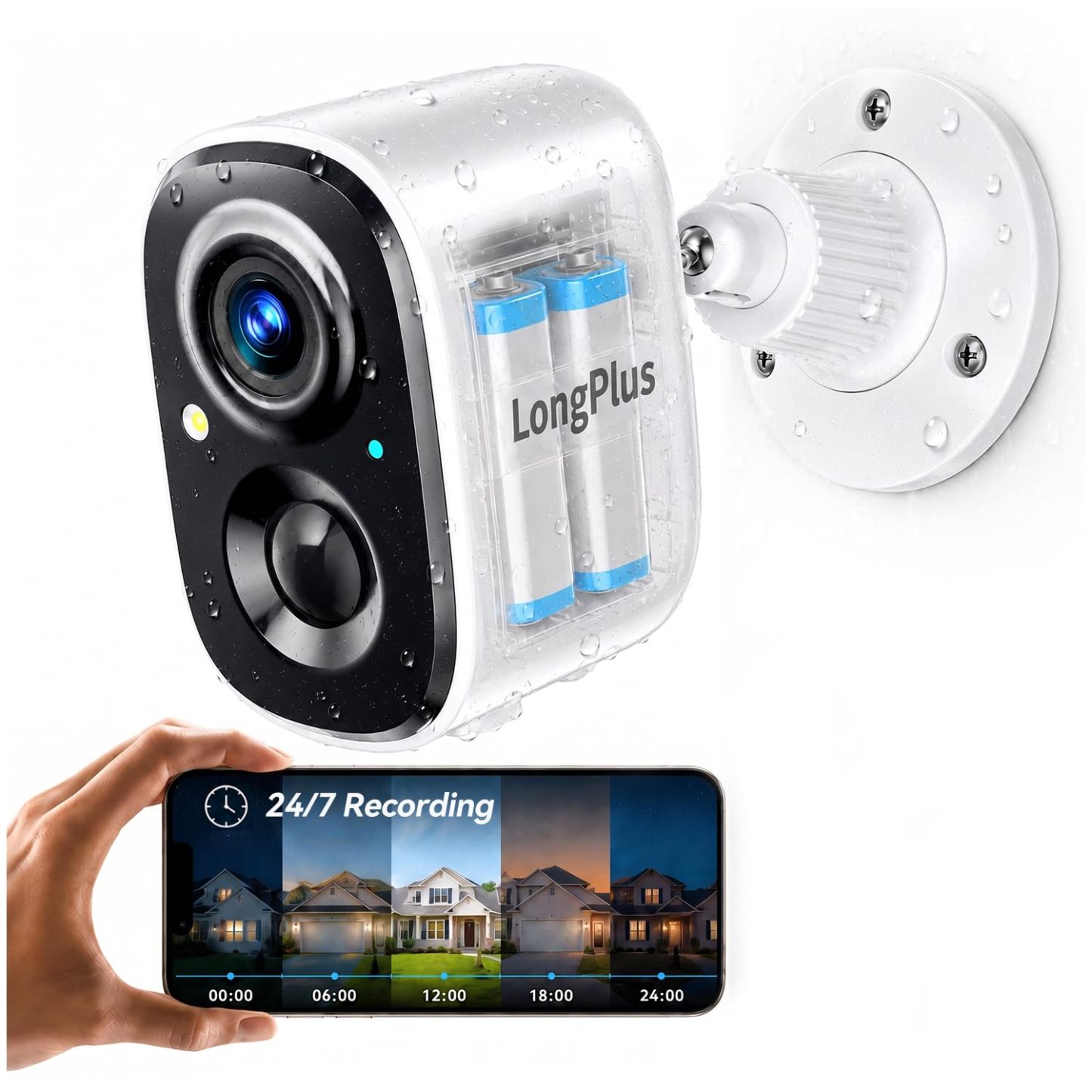 LongPlus 4K Wireless Security Camera Outdoor 24/7 Recording Security Camera