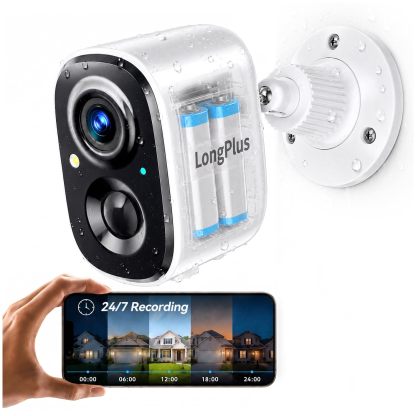 LongPlus 4K Wireless Security Camera Outdoor 24/7 Recording Security Camera