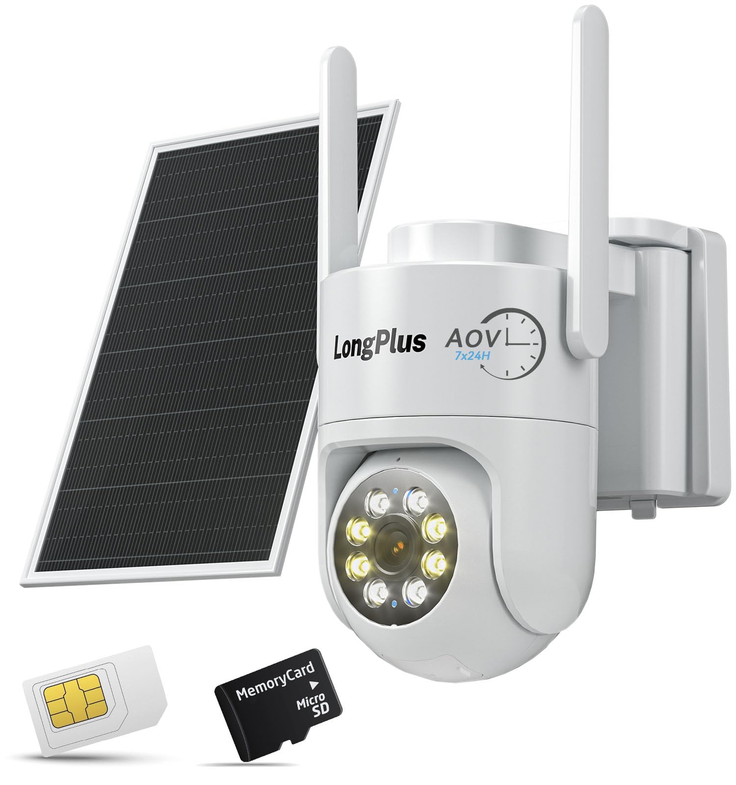 LongPlus 4G LTE Cellular Solar Security Camera, No WiFi AOV 24/7 Recording
