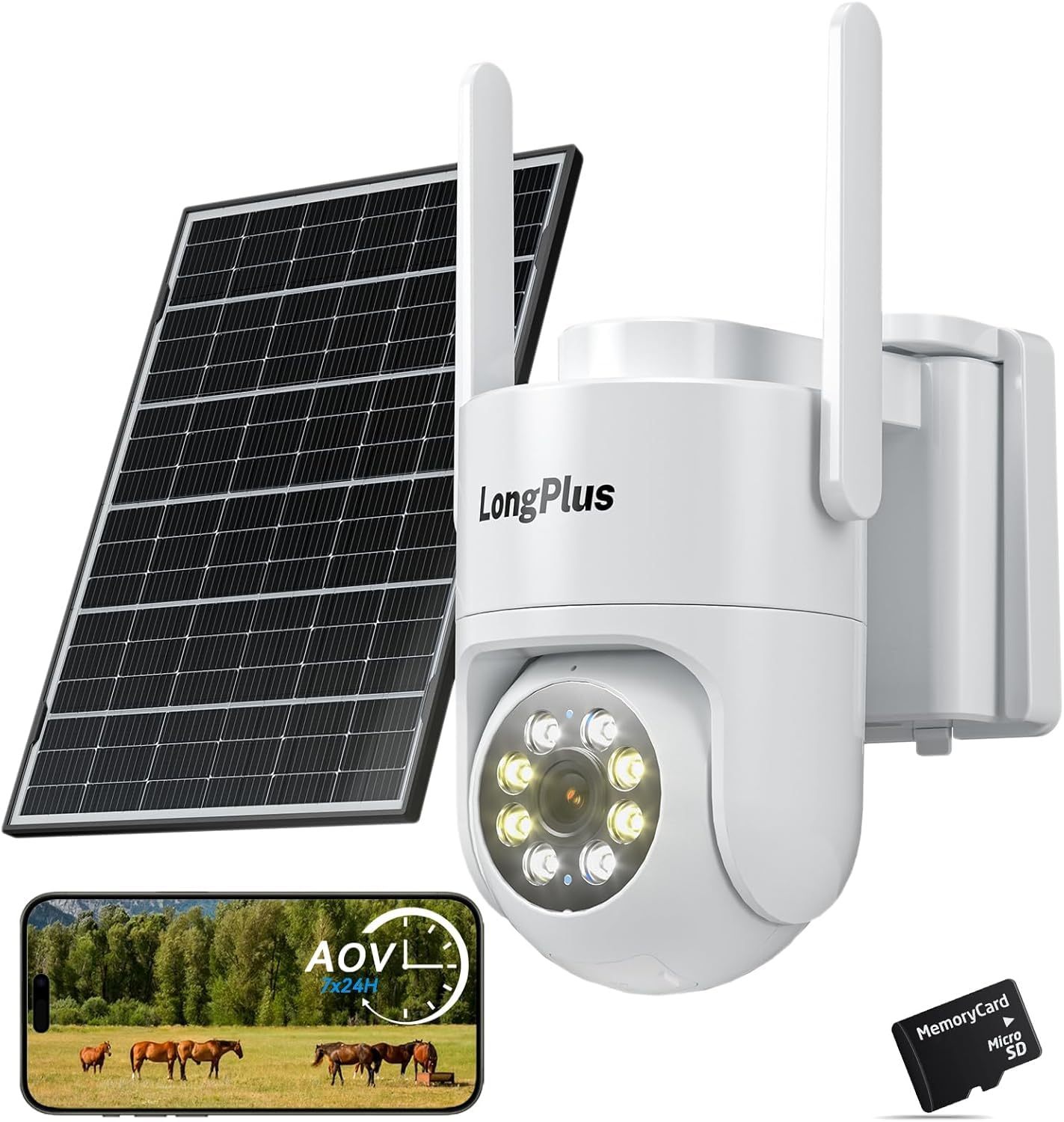 Solar Security Cameras Wireless Outdoor: 2K 4MP AOV 24/7 Continuous Recording 