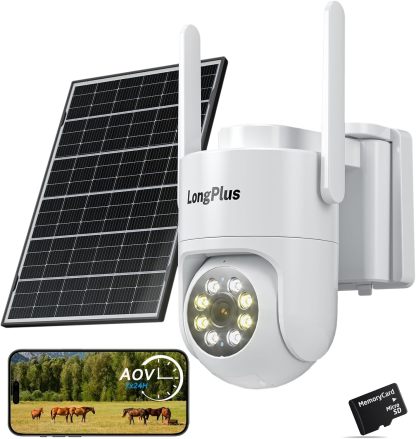 Solar Security Cameras Wireless Outdoor: 2K 4MP AOV 24/7 Continuous Recording 