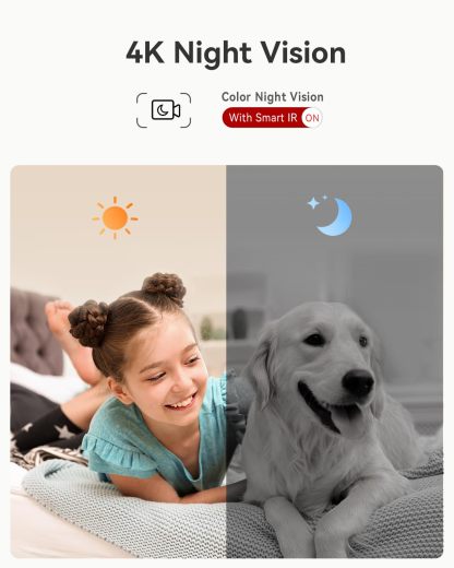 LongPlus 4K 8MP Indoor Security Camera, Pan Tilt Wi-Fi Pet Baby Monitor