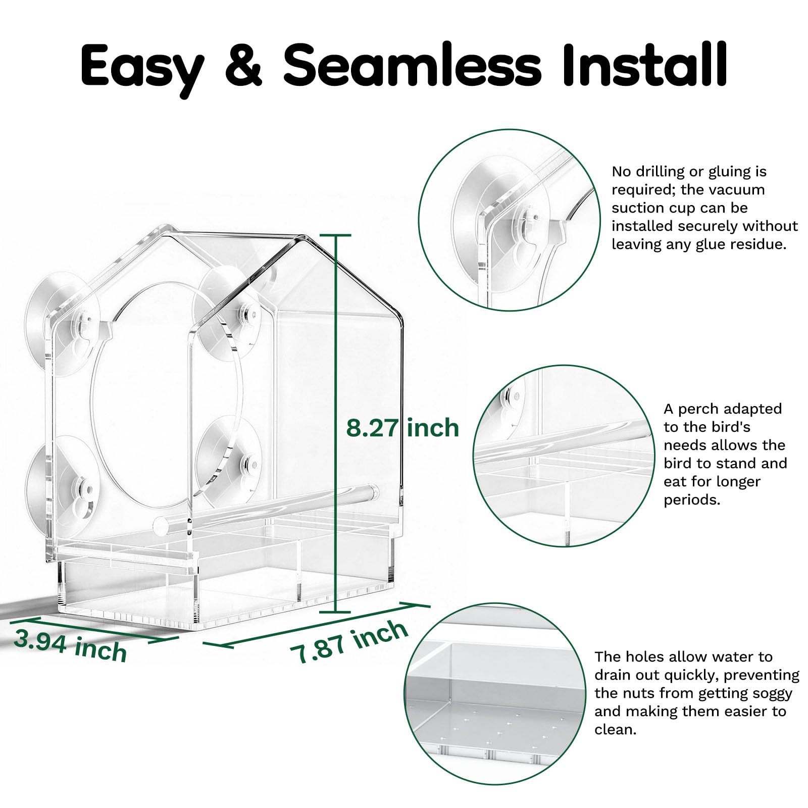 Smart Window Bird Feeder with 2K HD Auto-Capture Video Camera