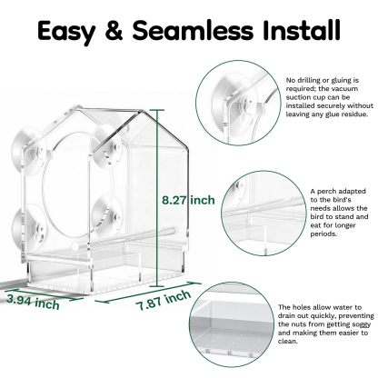 Smart Window Bird Feeder with 2K HD Auto-Capture Video Camera