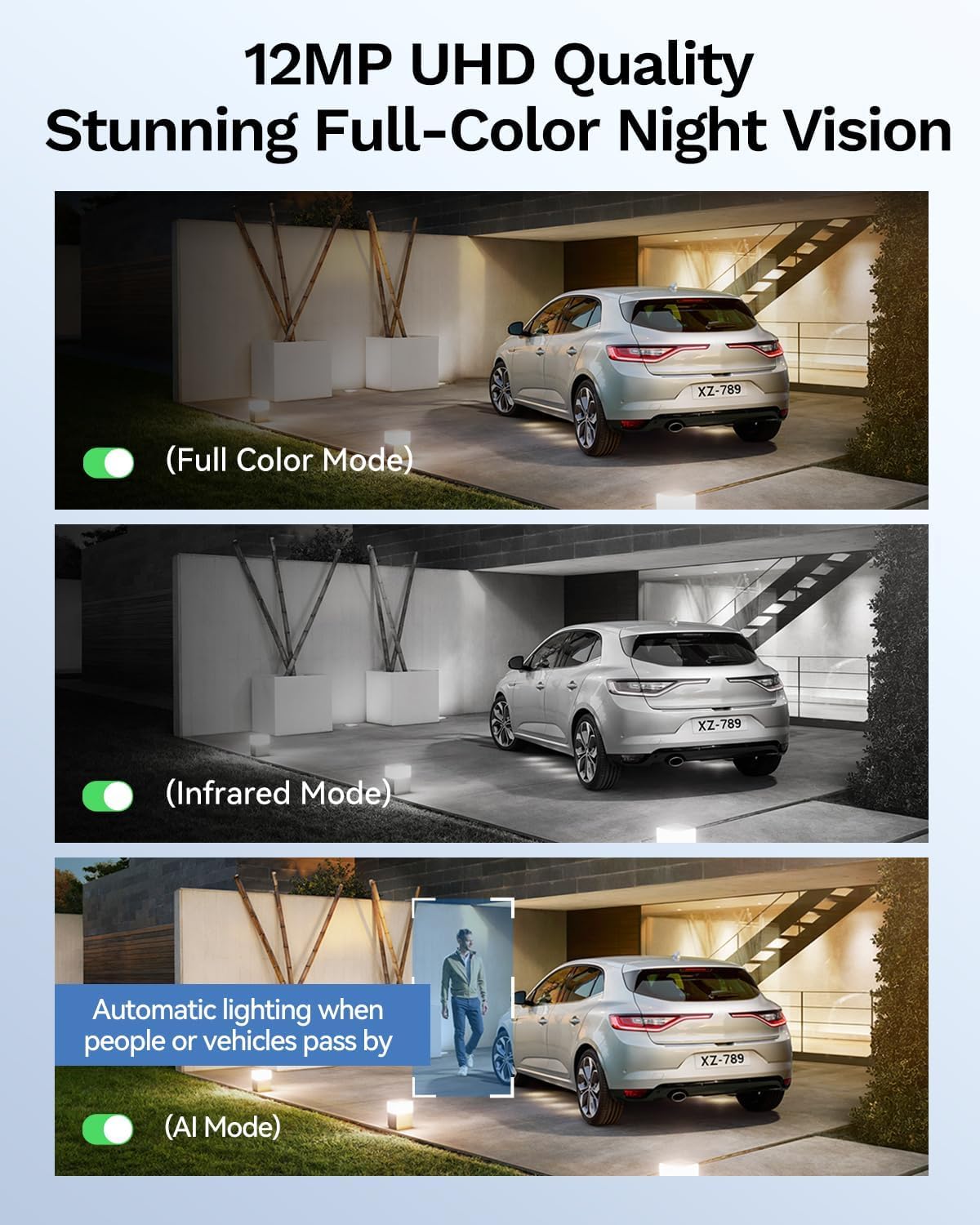 LongPlus 12MP POE Security Camera System Outdoor, 4Pcs Wired PoE IP Home Cameras System with Person/Vehicle Detection, 12MP 8CH NVR with 2TB HDD, 24/7 Recording, Full Color Night Vision, Plug & Play