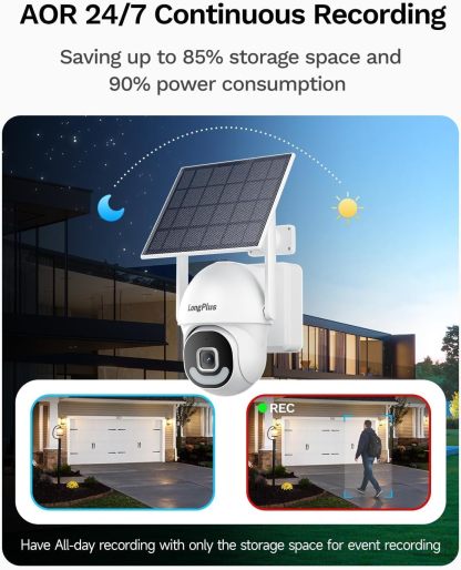 LongPlus 5MP Solar Security Camera System, No Subscription, 2-Cam Kit