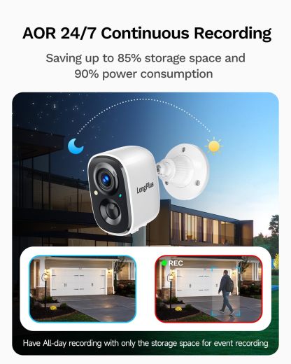 LongPlus 3K Solar Outdoor Security Camera System, No Subscription, 4-Cam