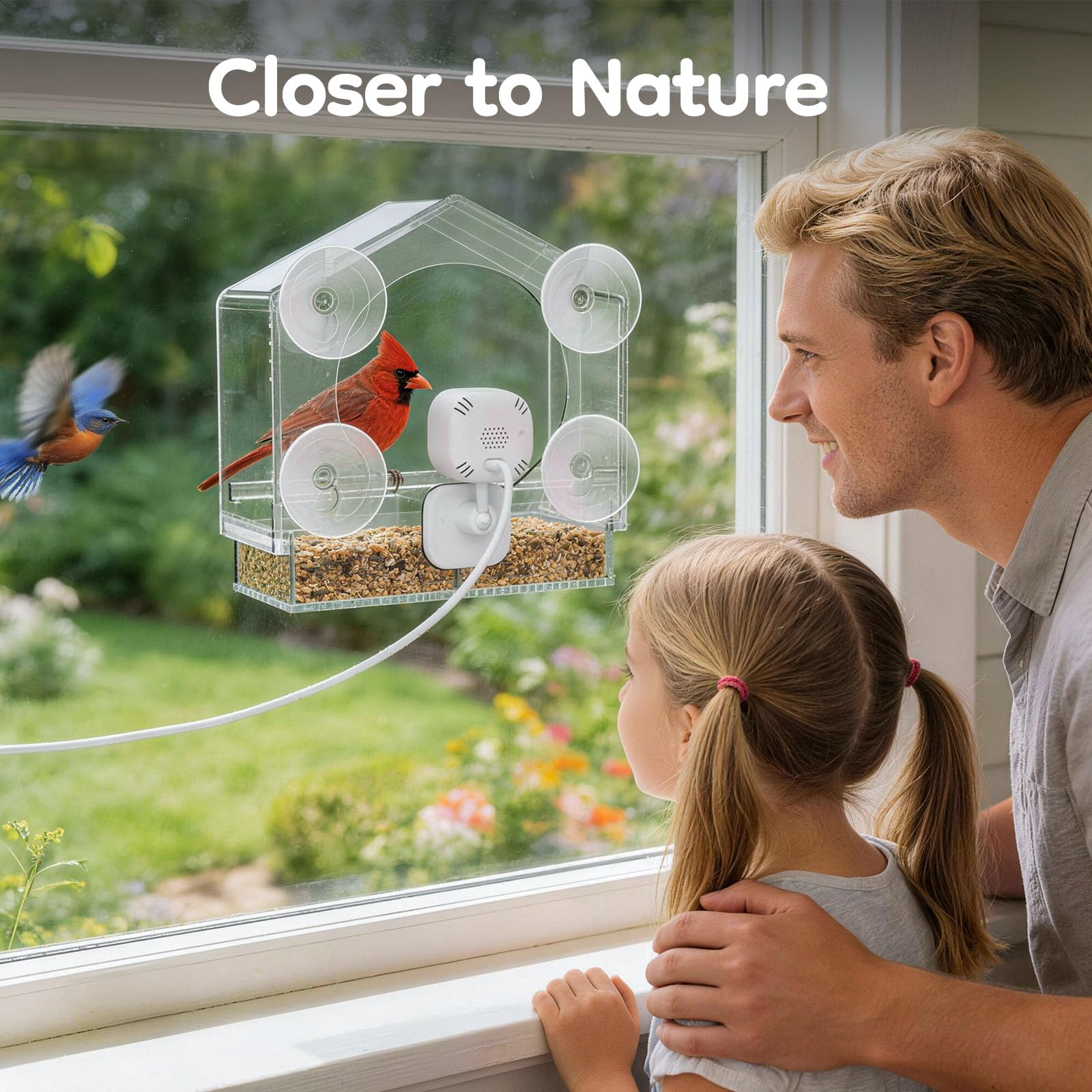 Smart Window Bird Feeder with 2K HD Auto-Capture Video Camera
