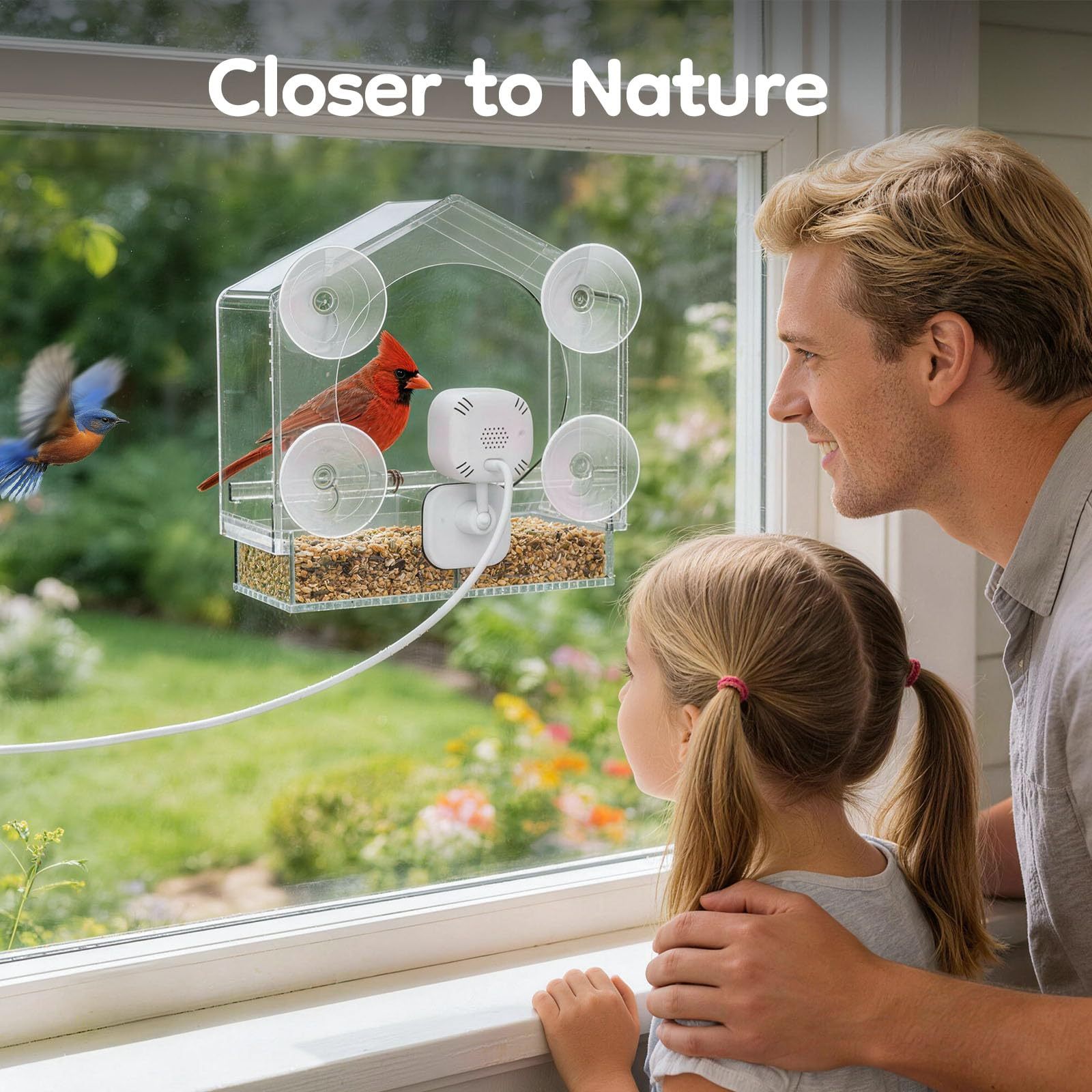 Smart Window Bird Feeder with 2K HD Auto-Capture Video Camera