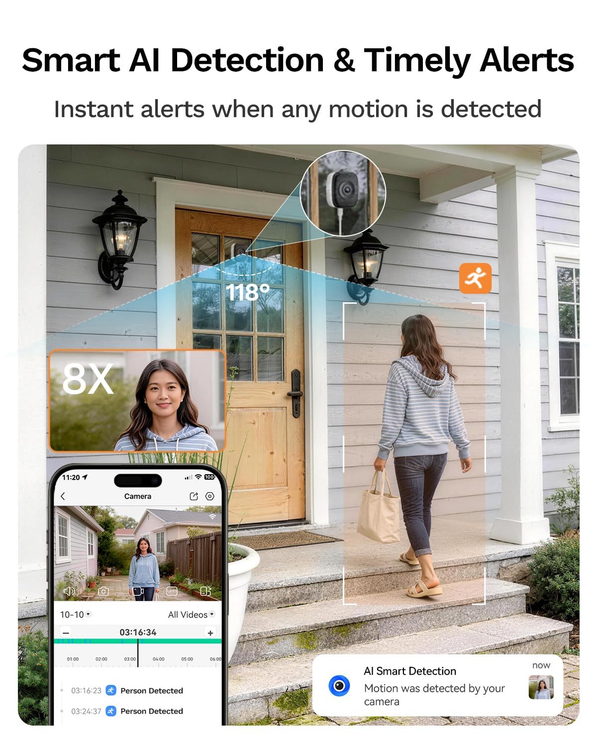 LongPlus 8MP 4K Window Camera WiFi 6 Safeview Window Security Camera