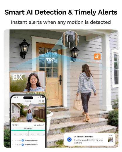 LongPlus 8MP 4K Window Camera WiFi 6 Safeview Window Security Camera