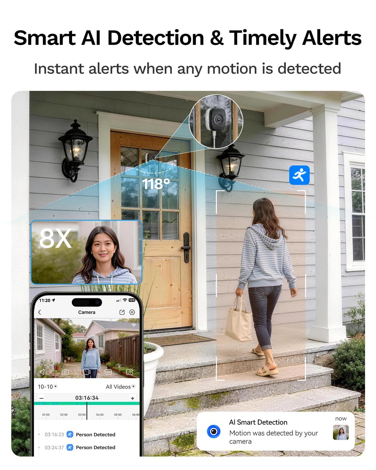 LongPlus 3K 5MP Window Cameras for Home Security 2 Pack WiFi6 Indoor Camera