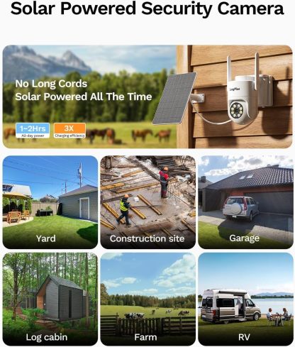Solar Security Cameras Wireless Outdoor: 2K 4MP AOV 24/7 Continuous Recording 