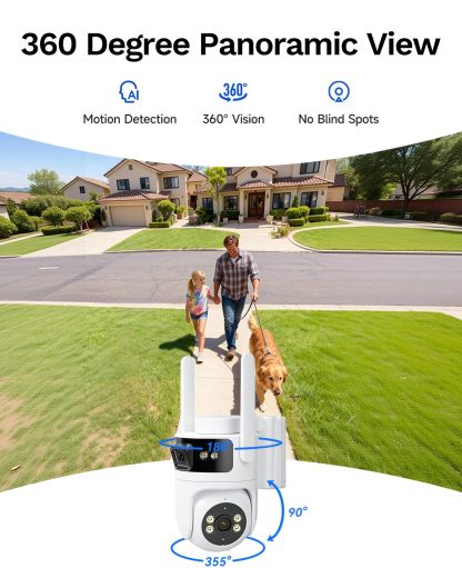 Dual Lens 4G LTE Cellular Security Camera, No WiFi AOV 24/7 Recording