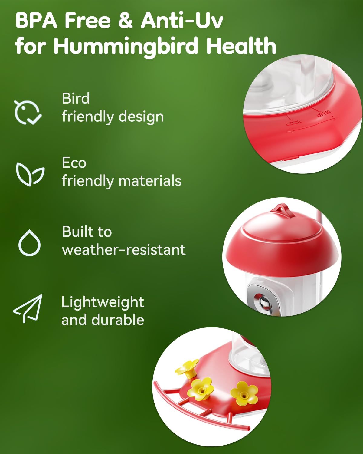 Solar Hummingbird Feeder with Camera for Outdoors, 2K Smart AI Video