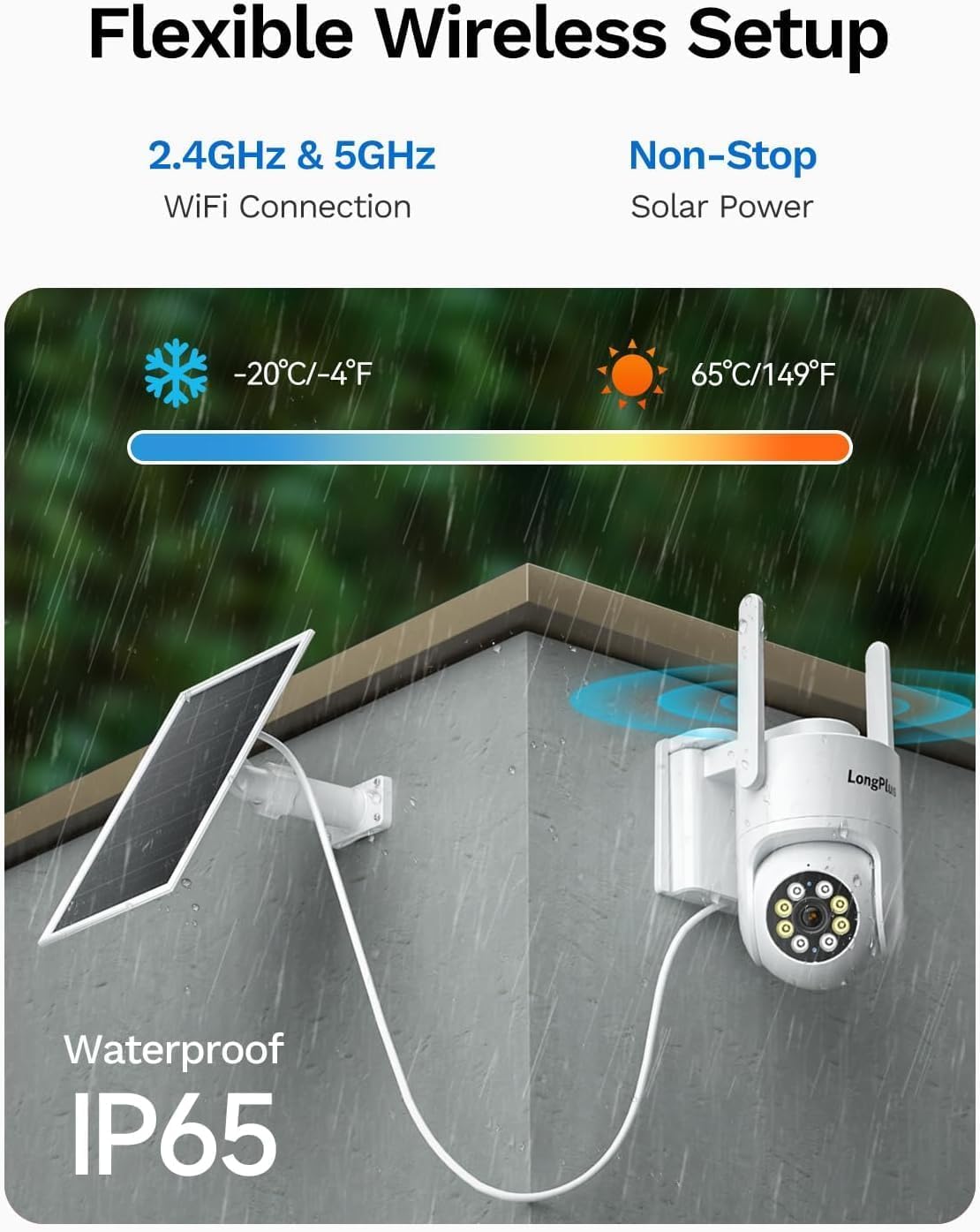 Solar Security Cameras Wireless Outdoor: 2K 4MP AOV 24/7 Continuous Recording 