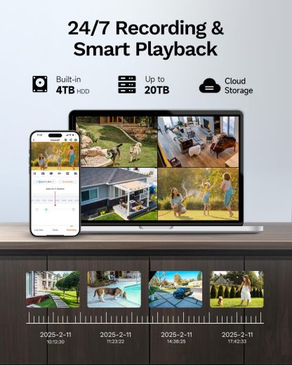 4K PoE Smart Security Camera System, 8CH NVR Kit with 4× 8MP IP Dome Camera