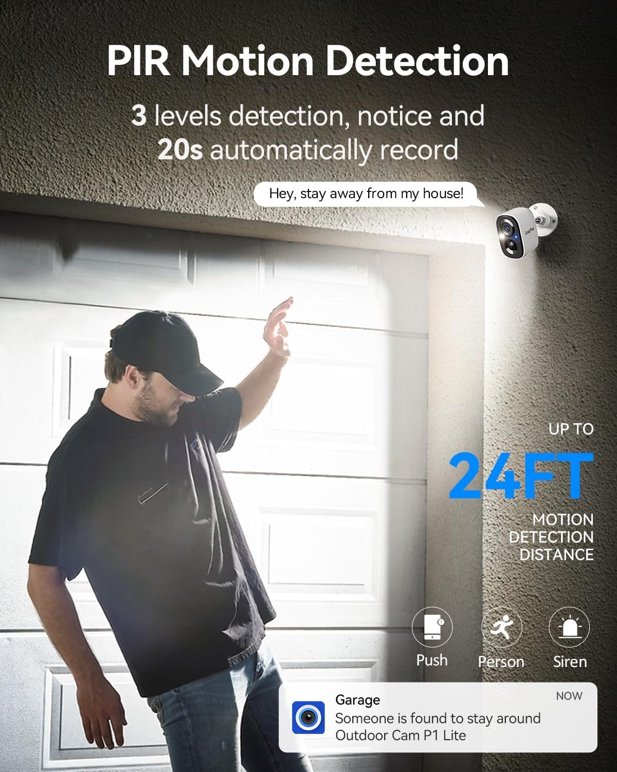 LongPlus 4K Wireless Security Camera Outdoor 24/7 Recording Security Camera