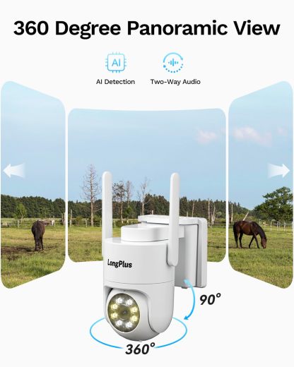 LongPlus 4G LTE Cellular Solar Security Camera, No WiFi AOV 24/7 Recording