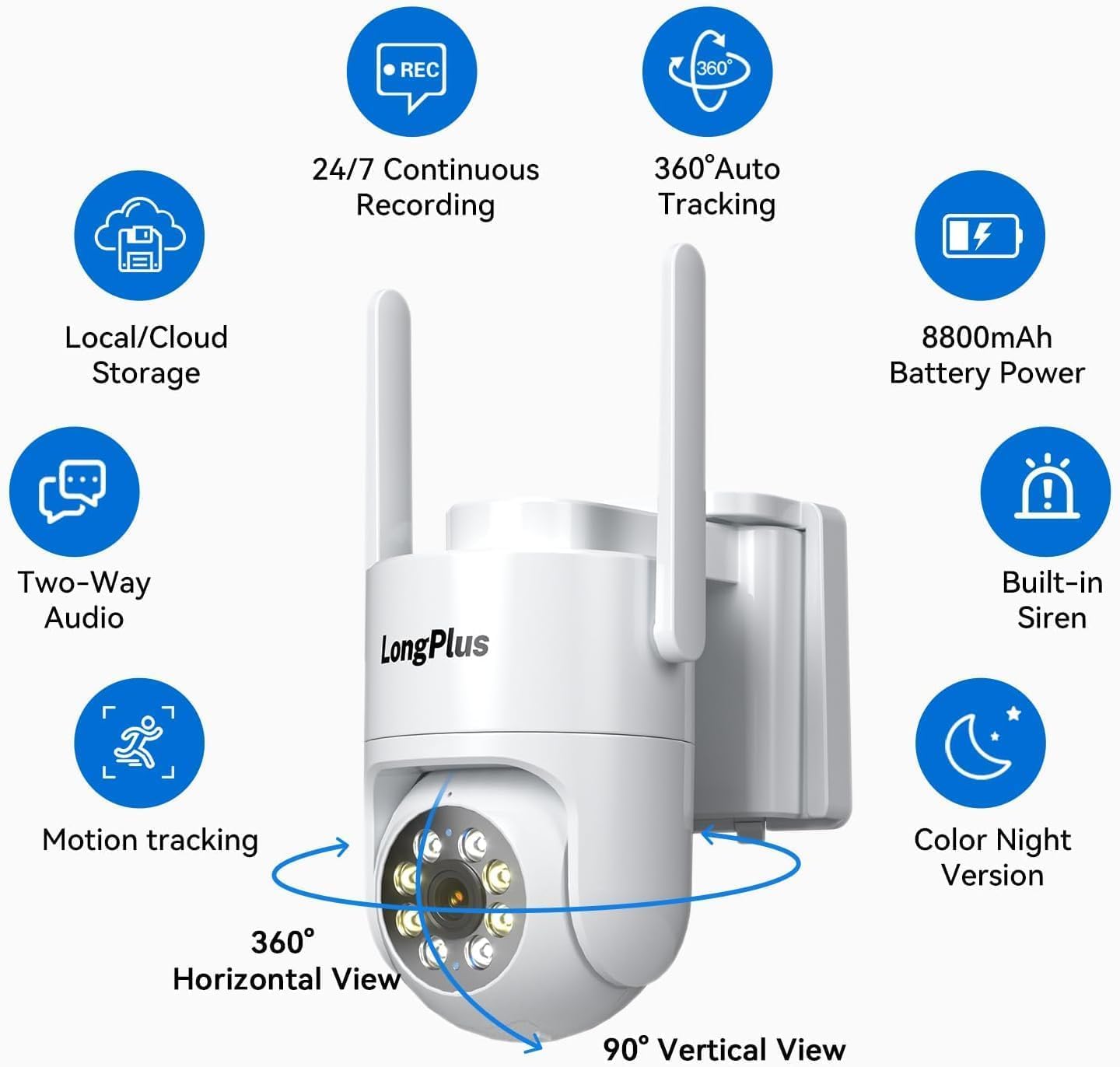 Solar Security Cameras Wireless Outdoor: 2K 4MP AOV 24/7 Continuous Recording 