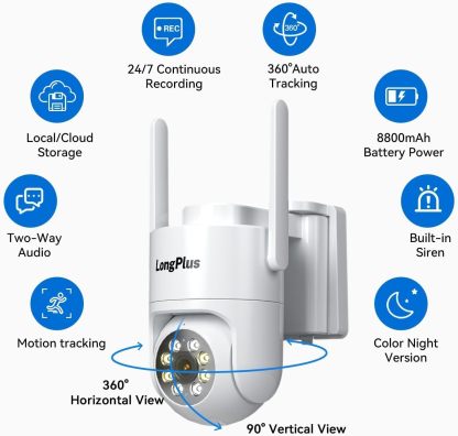 Solar Security Cameras Wireless Outdoor: 2K 4MP AOV 24/7 Continuous Recording 