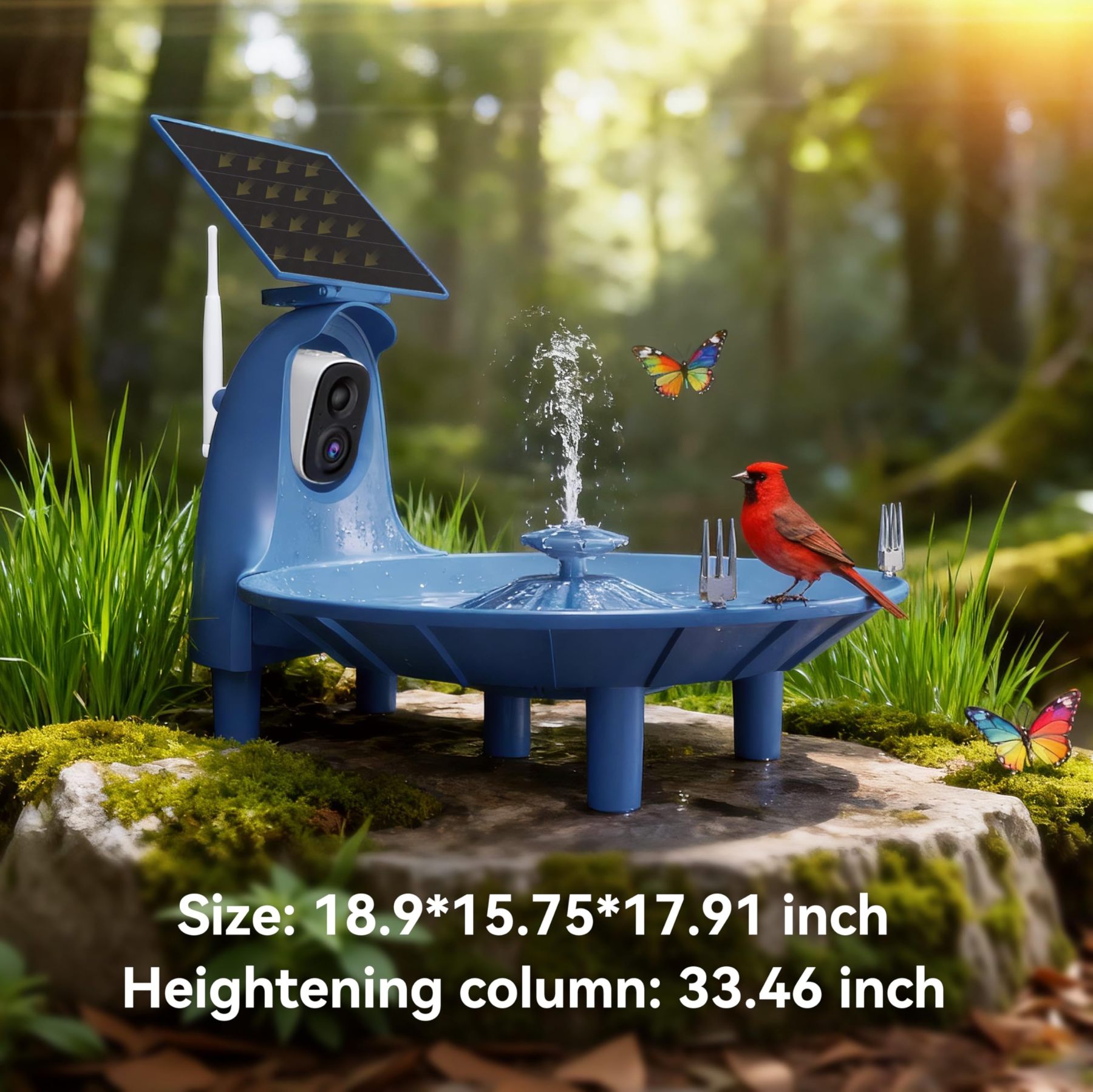 Solar Bird Bath Fountain with 2K AI Bird Identification Camera
