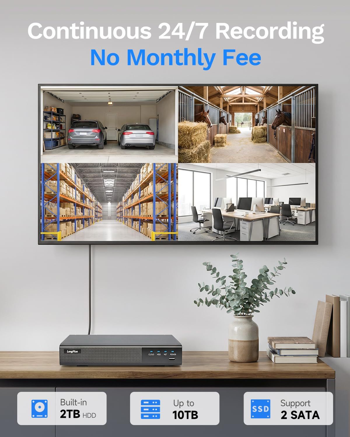 4K PoE Security Camera System, 8CH NVR Kit with 4× 8MP IP Bullet Cameras