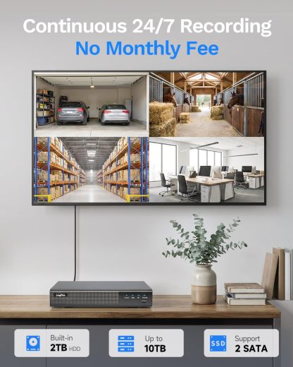 4K PoE Security Camera System, 8CH NVR Kit with 4× 8MP IP Bullet Cameras