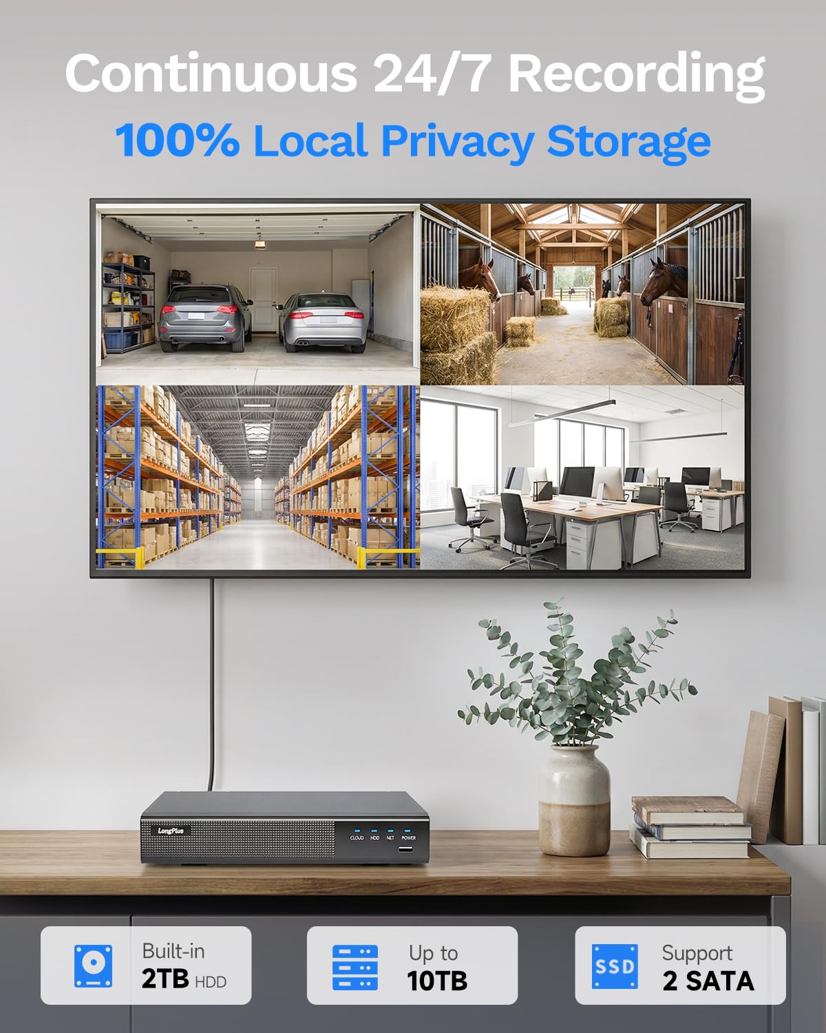4K PoE Security Camera System, 16CH NVR Kit with 8× 8MP IP Bullet Cameras